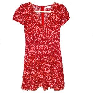 Hello Molly Red Floral Ruffle Tiered Dress XS
